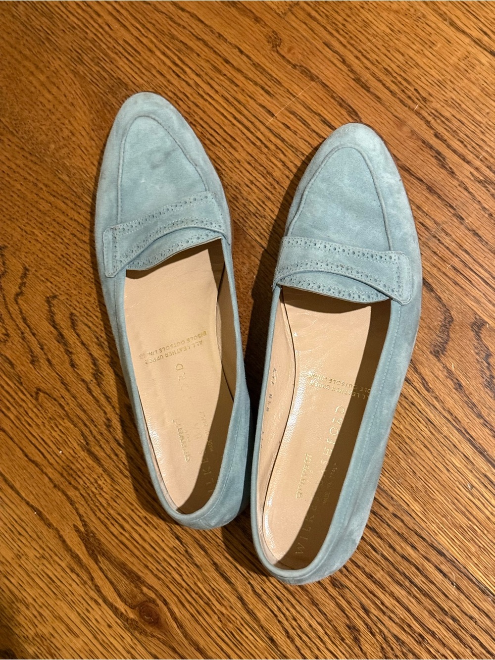Suede Penny Loafers in Light Teal